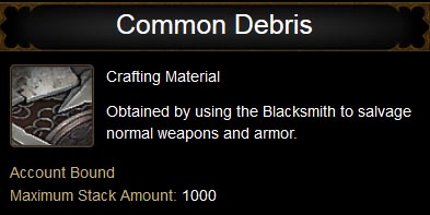 Common Debris tooltip.