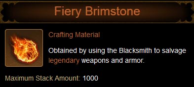 Fiery Brimstone tooltip.